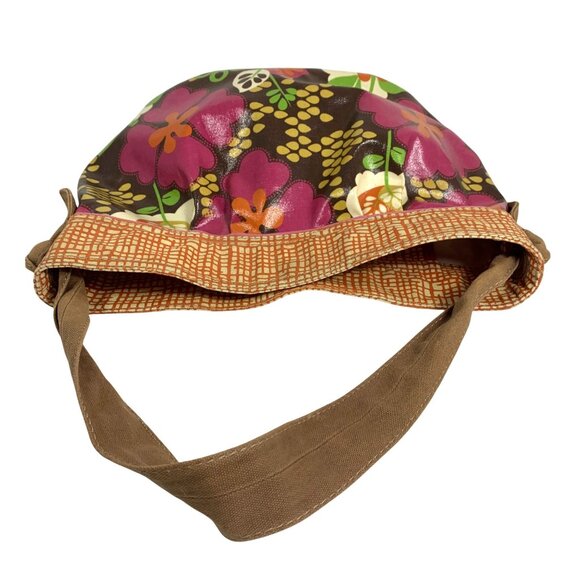 Fossil Multicolor Floral Coated Canvas Genuine Leather Trim Shoulder Bag Tote - Picture 9 of 13